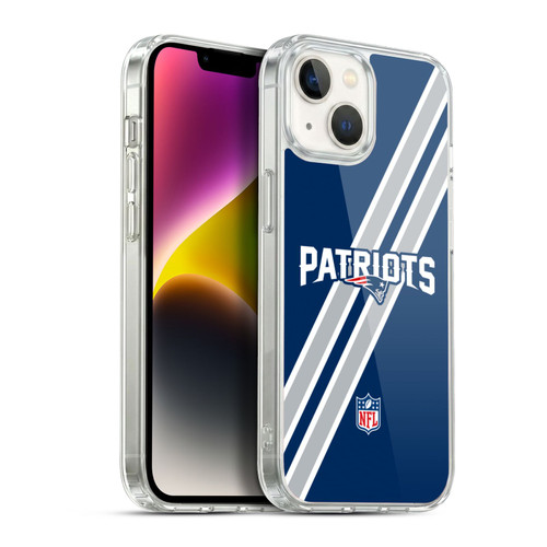 NFL New England Patriots Logo Stripes Soft Gel Case for Apple iPhone 14