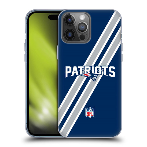 NFL New England Patriots Logo Stripes Soft Gel Case for Apple iPhone 14 Pro Max