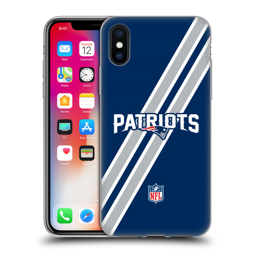 NFL New England Patriots Logo Stripes Soft Gel Case for Apple iPhone X / iPhone XS