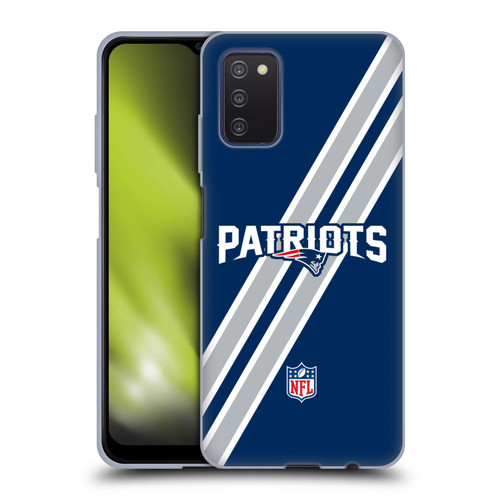 NFL New England Patriots Logo Stripes Soft Gel Case for Samsung Galaxy A03s (2021)