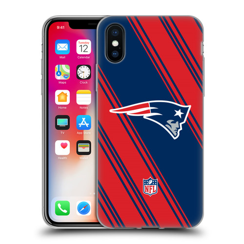 NFL New England Patriots Artwork Stripes Soft Gel Case for Apple iPhone X / iPhone XS