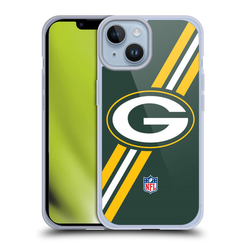 NFL Green Bay Packers Logo Stripes Soft Gel Case for Apple iPhone 14
