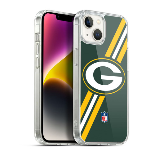 NFL Green Bay Packers Logo Stripes Soft Gel Case for Apple iPhone 14 Plus & MagSafe
