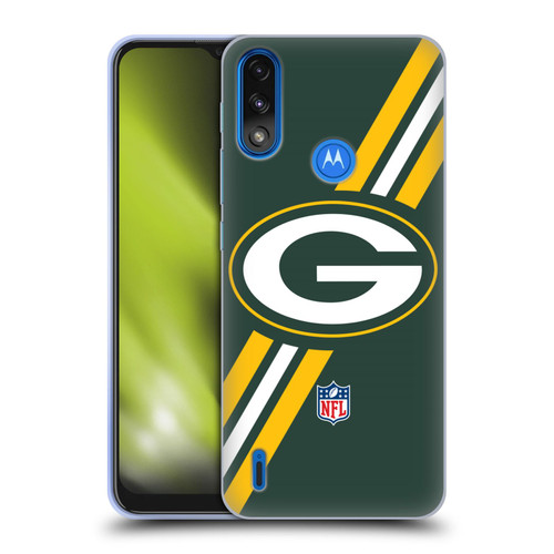 NFL Green Bay Packers Logo Stripes Soft Gel Case for Motorola Moto E7 Power / Moto E7i Power