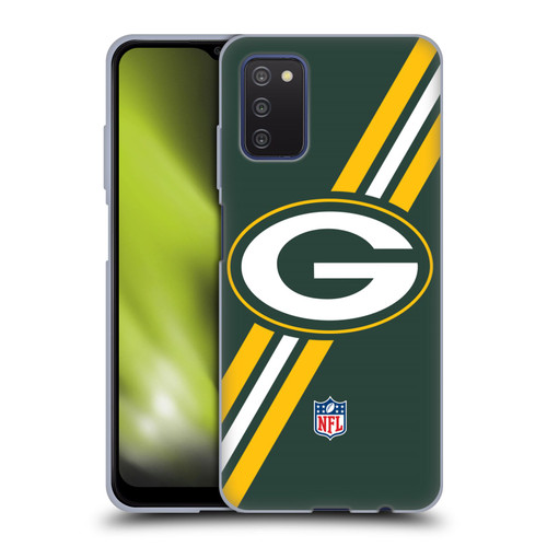 NFL Green Bay Packers Logo Stripes Soft Gel Case for Samsung Galaxy A03s (2021)