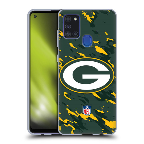 NFL Green Bay Packers Logo Camou Soft Gel Case for Samsung Galaxy A21s (2020)