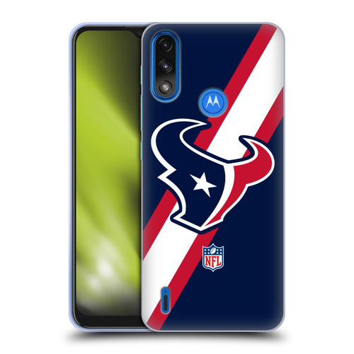NFL Houston Texans Logo Stripes Soft Gel Case for Motorola Moto E7 Power / Moto E7i Power