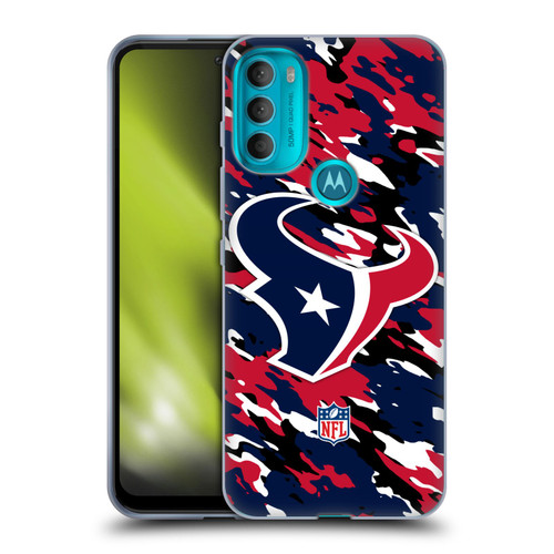 NFL Houston Texans Logo Camou Soft Gel Case for Motorola Moto G71 5G