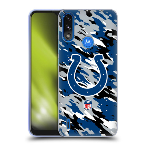 NFL Indianapolis Colts Logo Camou Soft Gel Case for Motorola Moto E7 Power / Moto E7i Power