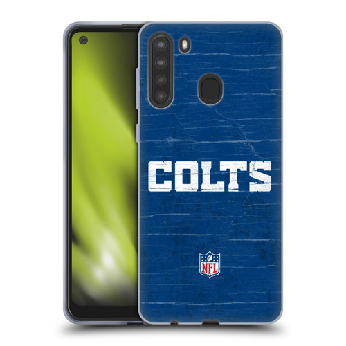 NFL Indianapolis Colts Logo Distressed Look Soft Gel Case for Samsung Galaxy A21 (2020)