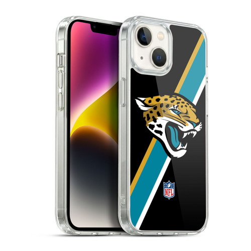 NFL Jacksonville Jaguars Logo Stripes Soft Gel Case for Apple iPhone 14