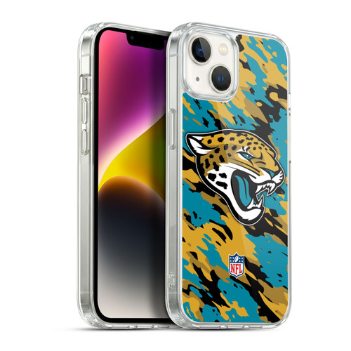 NFL Jacksonville Jaguars Logo Camou Soft Gel Case for Apple iPhone 14 Plus & MagSafe