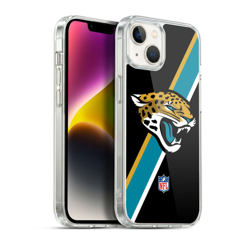 NFL Jacksonville Jaguars Logo Stripes Soft Gel Case for Apple iPhone 14 Plus & MagSafe