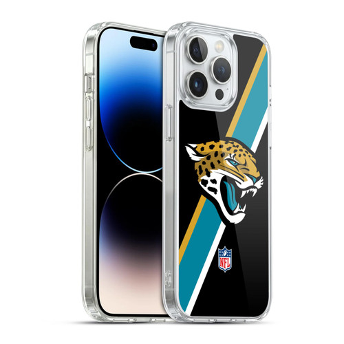 NFL Jacksonville Jaguars Logo Stripes Soft Gel Case for Apple iPhone 14 Pro Max & MagSafe