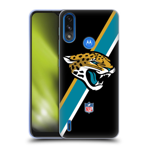 NFL Jacksonville Jaguars Logo Stripes Soft Gel Case for Motorola Moto E7 Power / Moto E7i Power