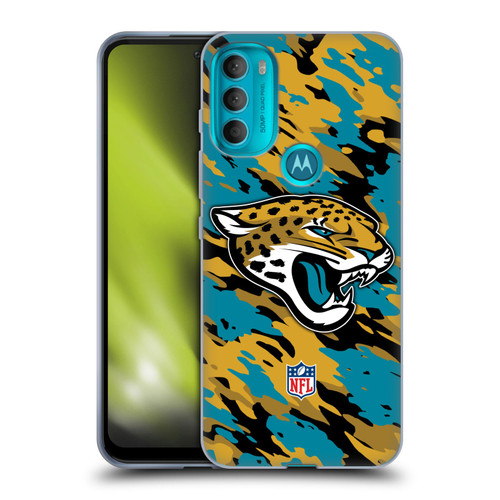 NFL Jacksonville Jaguars Logo Camou Soft Gel Case for Motorola Moto G71 5G