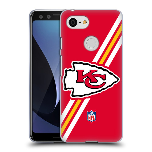 NFL Kansas City Chiefs Logo Stripes Soft Gel Case for Google Pixel 3