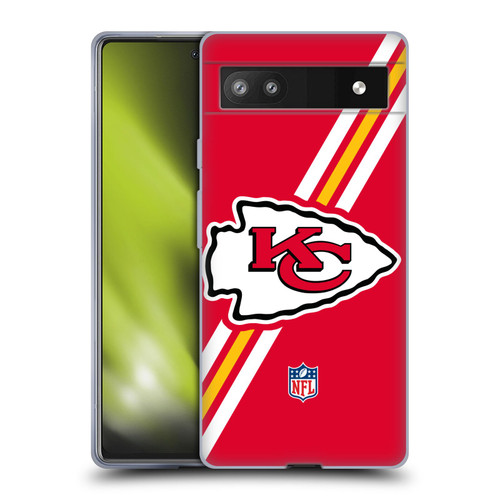 NFL Kansas City Chiefs Logo Stripes Soft Gel Case for Google Pixel 6a
