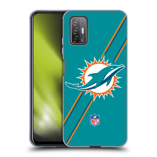 NFL Miami Dolphins Logo Stripes Soft Gel Case for HTC Desire 21 Pro 5G