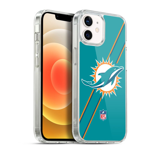 NFL Miami Dolphins Logo Stripes Soft Gel Case for Apple iPhone 12 / iPhone 12 Pro & MagSafe