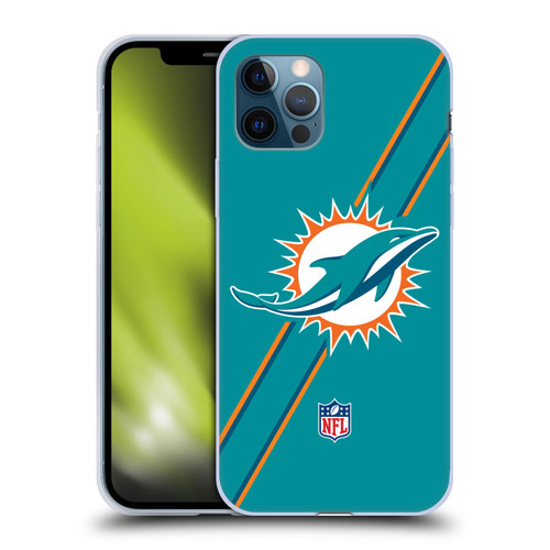 NFL Miami Dolphins Logo Stripes Soft Gel Case for Apple iPhone 12 / iPhone 12 Pro