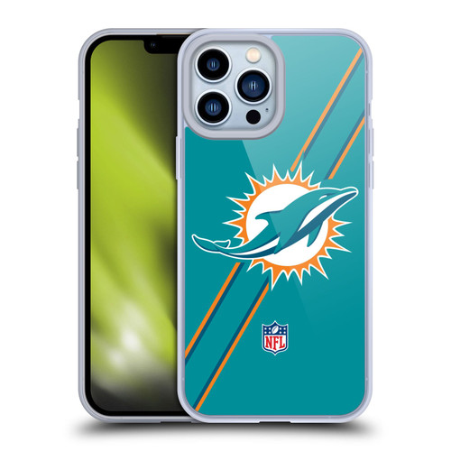 NFL Miami Dolphins Logo Stripes Soft Gel Case for Apple iPhone 13 Pro Max