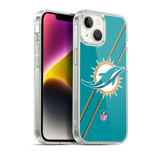NFL Miami Dolphins Logo Stripes Soft Gel Case for Apple iPhone 14
