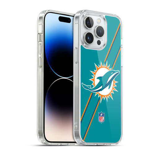 NFL Miami Dolphins Logo Stripes Soft Gel Case for Apple iPhone 14 Pro Max