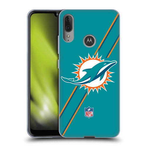 NFL Miami Dolphins Logo Stripes Soft Gel Case for Motorola Moto E6 Plus