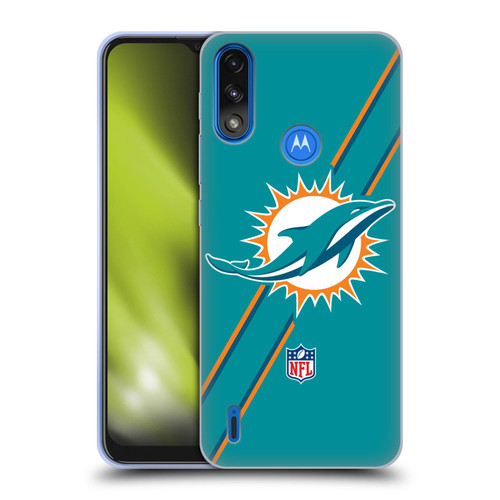 NFL Miami Dolphins Logo Stripes Soft Gel Case for Motorola Moto E7 Power / Moto E7i Power