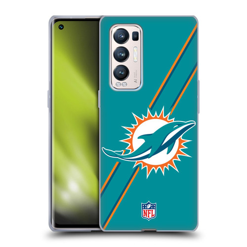 NFL Miami Dolphins Logo Stripes Soft Gel Case for OPPO Find X3 Neo / Reno5 Pro+ 5G