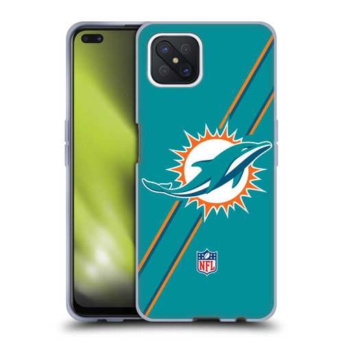 NFL Miami Dolphins Logo Stripes Soft Gel Case for OPPO Reno4 Z 5G