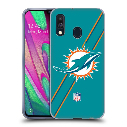 NFL Miami Dolphins Logo Stripes Soft Gel Case for Samsung Galaxy A40 (2019)