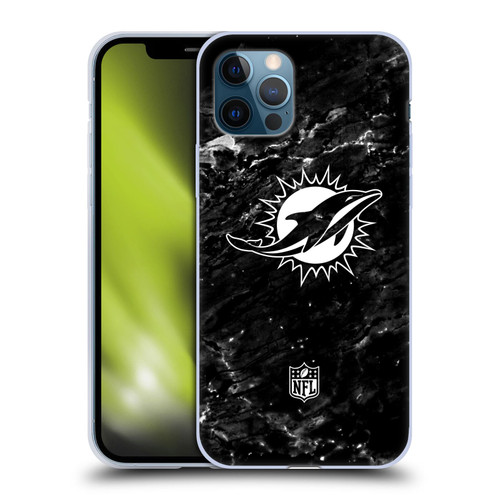 NFL Miami Dolphins Artwork Marble Soft Gel Case for Apple iPhone 12 / iPhone 12 Pro