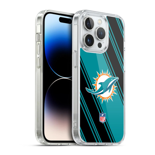 NFL Miami Dolphins Artwork Stripes Soft Gel Case for Apple iPhone 13 Pro