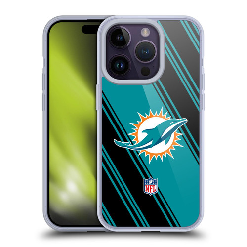 NFL Miami Dolphins Artwork Stripes Soft Gel Case for Apple iPhone 14 Pro NFL Miami Dolphins Artwork Stripes Soft Gel Case for Apple iPhone 14 Pro