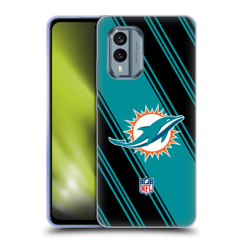 NFL Miami Dolphins Artwork Stripes Soft Gel Case for Nokia X30