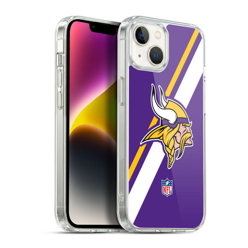 NFL Minnesota Vikings Logo Stripes Soft Gel Case for Apple iPhone 14 Plus