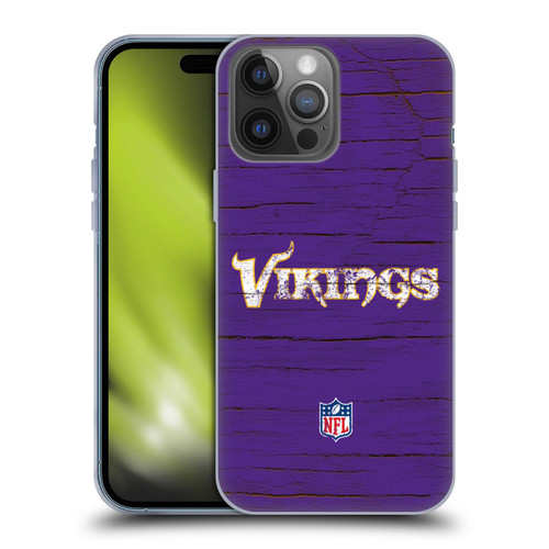 NFL Minnesota Vikings Logo Distressed Look Soft Gel Case for Apple iPhone 14 Pro Max