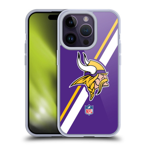 NFL Minnesota Vikings Logo Stripes Soft Gel Case for Apple iPhone 14 Pro NFL Minnesota Vikings Logo Stripes Soft Gel Case for Apple iPhone 14 Pro