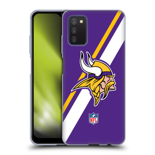 NFL Minnesota Vikings Logo Stripes Soft Gel Case for Samsung Galaxy A03s (2021)