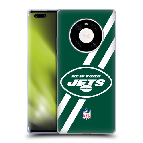 NFL New York Jets Logo Stripes Soft Gel Case for Huawei Mate 40 Pro 5G