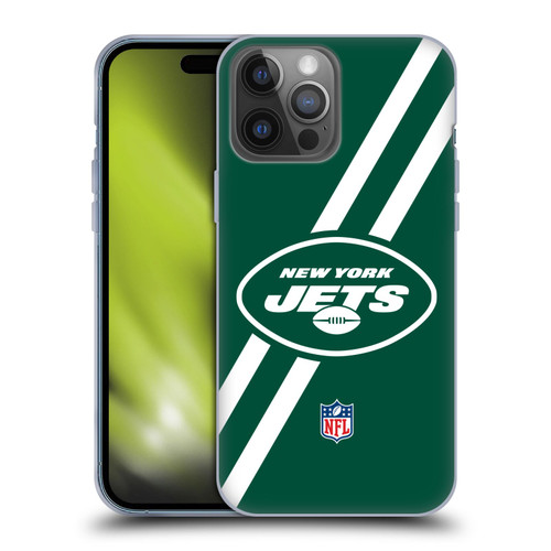 NFL New York Jets Logo Stripes Soft Gel Case for Apple iPhone 14 Pro Max