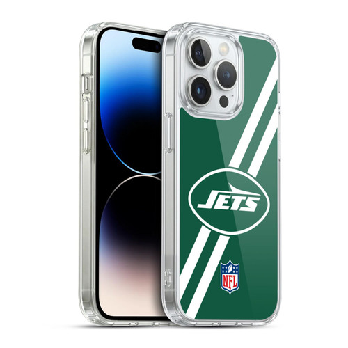 NFL New York Jets Logo Stripes Soft Gel Case for Apple iPhone 14 Pro & MagSafe