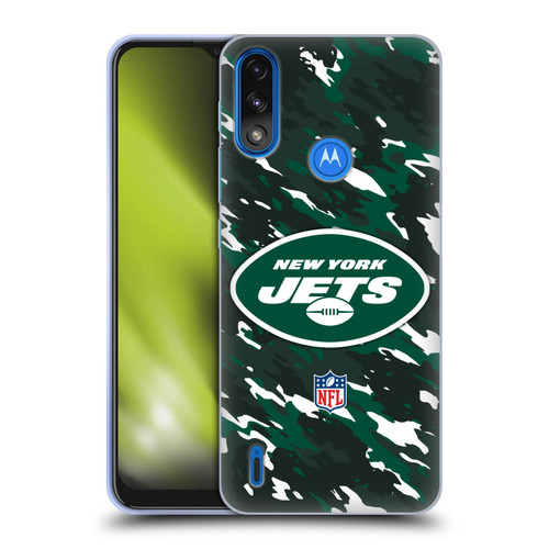 NFL New York Jets Logo Camou Soft Gel Case for Motorola Moto E7 Power / Moto E7i Power