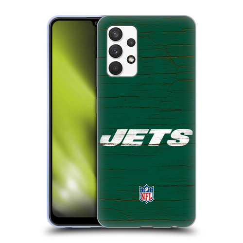 NFL New York Jets Logo Distressed Look Soft Gel Case for Samsung Galaxy A32 (2021)
