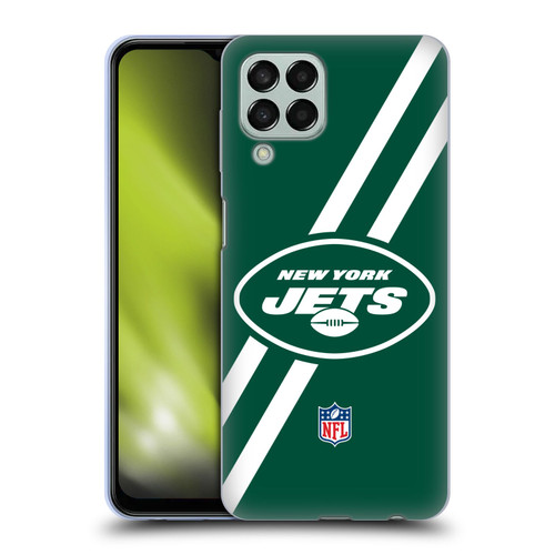 NFL New York Jets Logo Stripes Soft Gel Case for Samsung Galaxy M33 (2022)