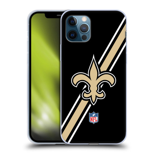 NFL New Orleans Saints Logo Stripes Soft Gel Case for Apple iPhone 12 / iPhone 12 Pro
