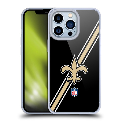 NFL New Orleans Saints Logo Stripes Soft Gel Case for Apple iPhone 13 Pro