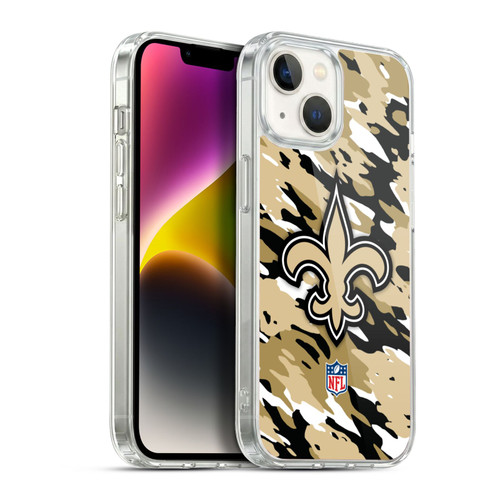NFL New Orleans Saints Logo Camou Soft Gel Case for Apple iPhone 14